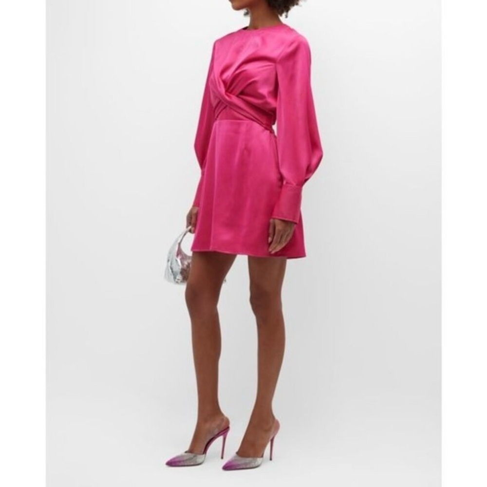STAUD Fuchsia Long Sleeve Dress